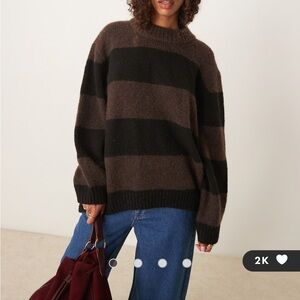 Striped Black and Brown Oversized Sweater